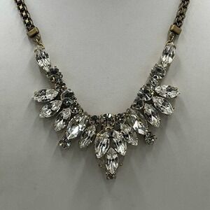 J. Crew Faceted Multi-Shaped Rhinestone Stacked 3D Prong set Necklace on ebay